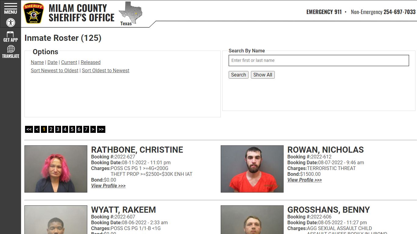 Inmate Roster - Milam County Sheriff TX